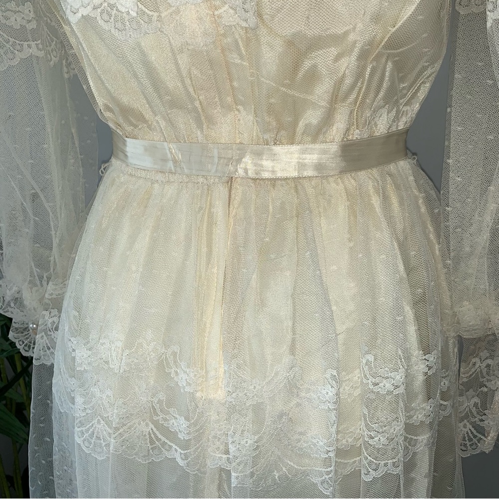 v i n t a g e :: Romantic Cottagecore Floral Lace Maxi Dress Bishop Sleeves - Picture 8 of 16